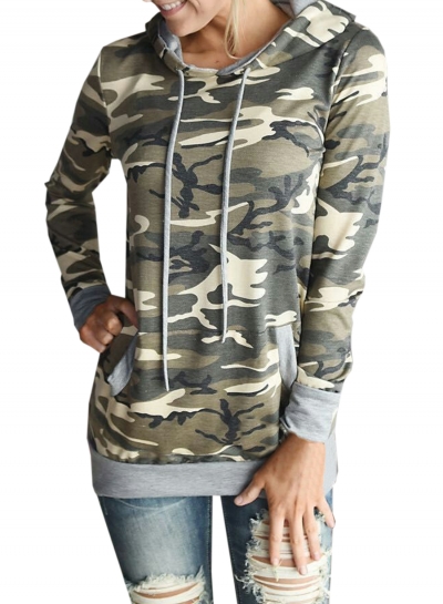 Women's Camo Graphic Hooded Pullover Sweatshirt