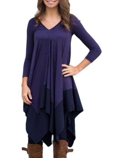 Asymmetric Splicing Hem Stretched Knit Going Out Dress YOYOTSHOP.com
