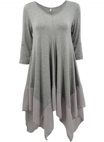 Asymmetric Splicing Hem Stretched Knit Going Out Dress YOYOTSHOP.com