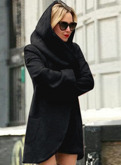 Women's Hooded Long Sleeve Loose Fit Design Woolen Fashion Hooded Coat lonhooker.com