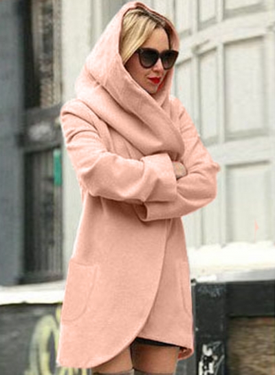 Women's Hooded Long Sleeve Loose Fit Design Woolen Fashion Hooded Coat lonhooker.com