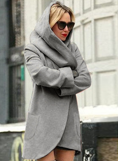 Women's Hooded Long Sleeve Loose Fit Design Woolen Fashion Hooded Coat lonhooker.com