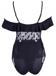 Charming Slim Pattern One Piece Deep V-Neck Polka Dot Swimsuit