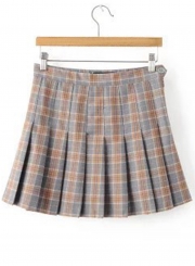 Women's Fashion Plaid Pattern Pleated Mini Skirt Day Dress