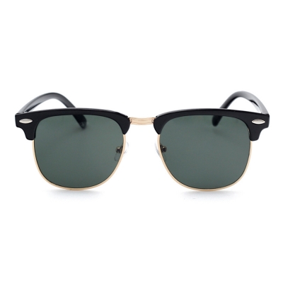 Women's Casual Wooden Retro Metal Large Frame Square Sunglasses YOYOTSHOP.com