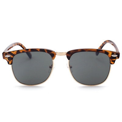 Women's Casual Wooden Retro Metal Large Frame Square Sunglasses YOYOTSHOP.com
