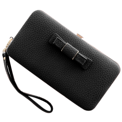 Women's Bow Large Capacity Strap Holder Artificial Leather Long Purse YOYOTSHOP.com