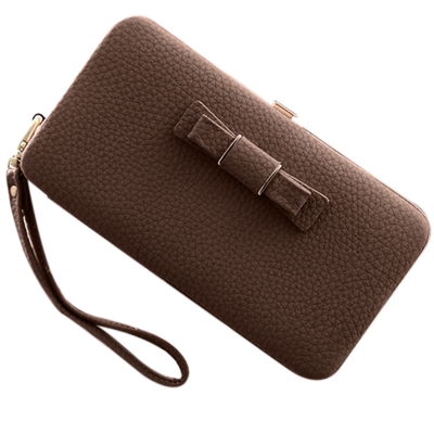 Women's Bow Large Capacity Strap Holder Artificial Leather Long Purse YOYOTSHOP.com