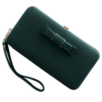 Women's Bow Large Capacity Strap Holder Artificial Leather Long Purse YOYOTSHOP.com