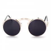 Women's Fashion Retro Flip Up Round Circle Lens Stempunk Sunglasses