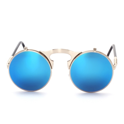 Women's Fashion Retro Flip Up Round Circle Lens Stempunk Sunglasses YOYOTSHOP.com