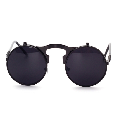 Women's Fashion Retro Flip Up Round Circle Lens Stempunk Sunglasses YOYOTSHOP.com