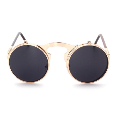Women's Fashion Retro Flip Up Round Circle Lens Stempunk Sunglasses YOYOTSHOP.com