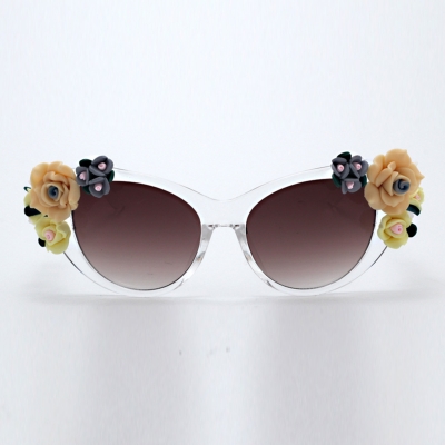 Women's Charming Plastic Baroque Style Flower Decoration Uv Sunglasses YOYOTSHOP.com