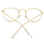 Women's Polycarbonate Retro Metal Frame Clear Lens Round Eyeglass