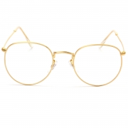 Women's Polycarbonate Retro Metal Frame Clear Lens Round Eyeglass