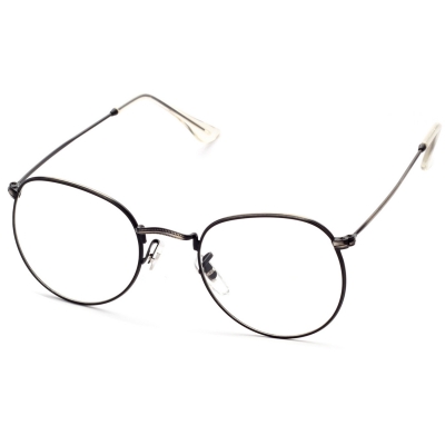 Women's Polycarbonate Retro Metal Frame Clear Lens Round Eyeglass YOYOTSHOP.com