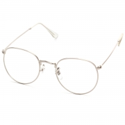 Women's Polycarbonate Retro Metal Frame Clear Lens Round Eyeglass