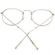 Women's Polycarbonate Retro Metal Frame Clear Lens Round Eyeglass