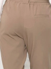 Women's Polyester Plain Ruffle Waist Pencil Pants With Belt