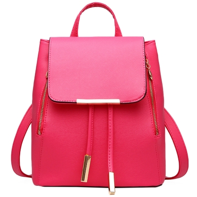 Women's PU Leather Drawstring Zipper Backpack YOYOTSHOP.com