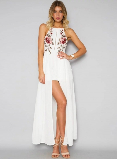 Vogue Women's Halter Backless Floral Embroidery Dress YOYOTSHOP.com