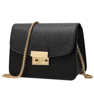 Women's PU Leather Cross Chain Shoulder Flap Bag