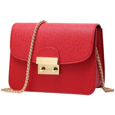 Women's PU Leather Cross Chain Shoulder Flap Bag YOYOTSHOP.com