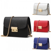 Women's PU Leather Cross Chain Shoulder Flap Bag