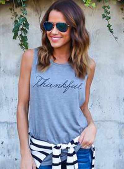 Women's Casual Sleeveless Letter Printed Pullover Tank YOYOTSHOP.com