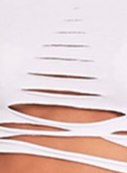 Women's Short Sleeve Ripped Solid Crop Top