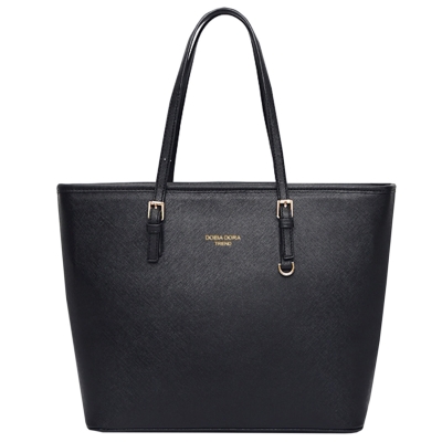 Women's Zipper PU Leather Tote Shoulder Bag