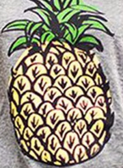 Women's Short Sleeve Pineapple Printed Pullover Tee