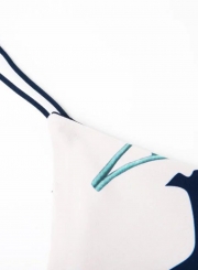 Sleeveless Spaghetti Strap Palm Printed Mini Dress