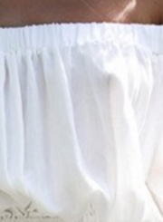 Half Sleeve Off Shoulder Elastic Waist Casual Dress