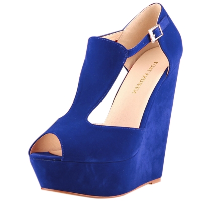 Women's Peep Toe Buckle Wedge High Heels Sandals YOYOTSHOP.com