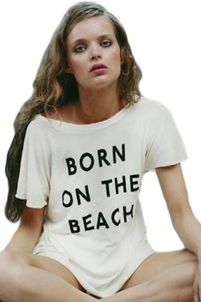Born On The Beach White T-shirt Beachwear