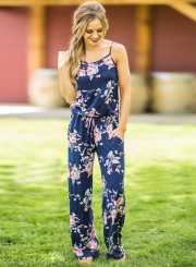 Women's Spaghetti Strap Print Wide Leg Jumpsuit