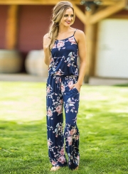 Women's Spaghetti Strap Print Wide Leg Jumpsuit