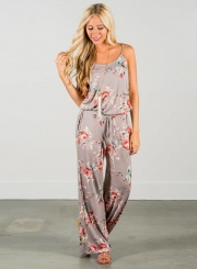 Women's Spaghetti Strap Print Wide Leg Jumpsuit