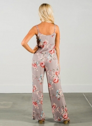 Women's Spaghetti Strap Print Wide Leg Jumpsuit