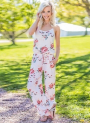 Women's Spaghetti Strap Print Wide Leg Jumpsuit