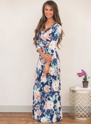 Women's Three Quarter Length Sleeve Floral Print Dress