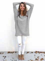 Women's Casual V Neck Long Sleeve Sweater