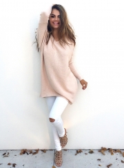 Women's Casual V Neck Long Sleeve Sweater