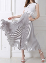 Women's Fashion High Elastic Waist Pleated Maxi Dress