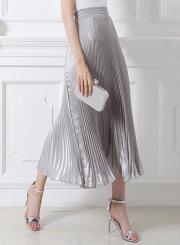 Women's Fashion High Elastic Waist Pleated Maxi Dress