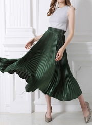 Women's Fashion High Elastic Waist Pleated Maxi Dress