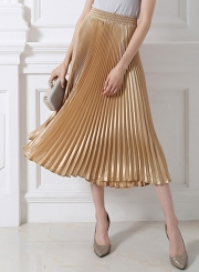 Women's Fashion High Elastic Waist Pleated Maxi Dress