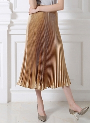 Women's Fashion High Elastic Waist Pleated Maxi Dress